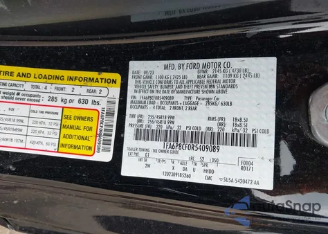 2024 Ford Mustang Gt Fastback z USA, uszkodzony, nr VIN 1FA6P8CF0R5409089